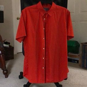 Vince orange-red short sleeve button down